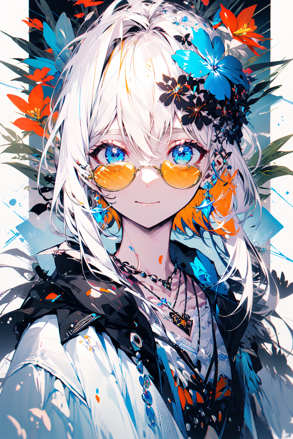 17367-1133525282-, (masterpiece_1.2), best quality,midjourney,_solo, tinted eyewear, jewelry, hair ornament, looking at viewer, black background,.png